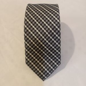 Pierre Cardin Slim Classic Black and Gray Checkered Tie